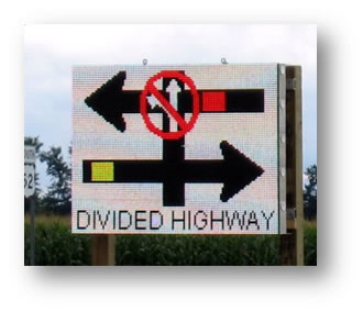 Divided highway sign.